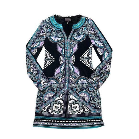 Hale Bob Embellished Bohemian Mosaic Print Dress Size Small - Picture 11 of 17